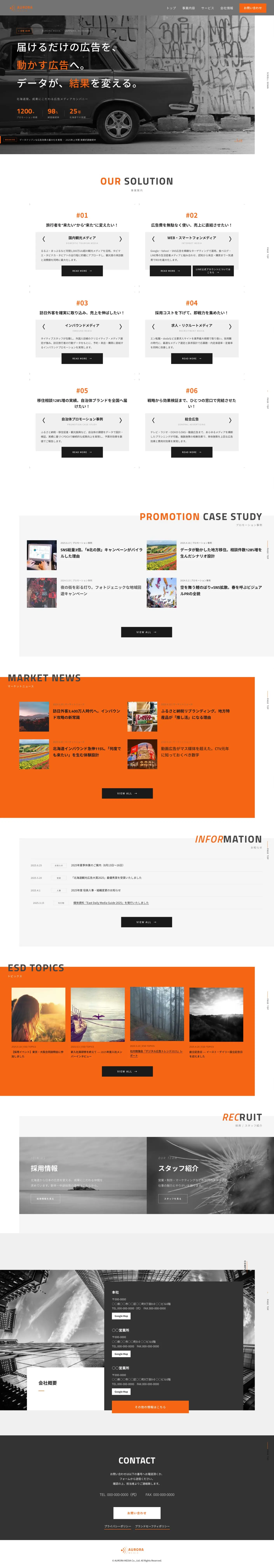 AURORA MEDIAのPC版全体デザイン